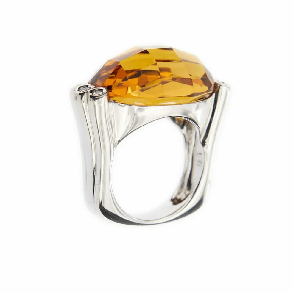 Bague citrine et diamants