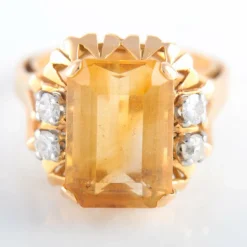 Bague citrine et ses 4 diamants
