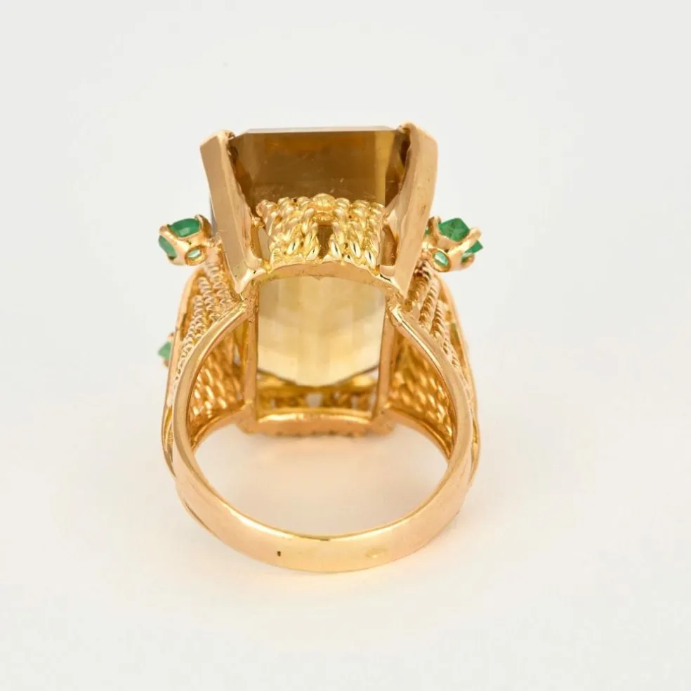 Bague citrine émeraudes