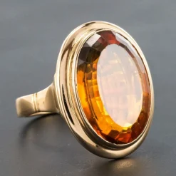 Bague citrine or jaune vintage