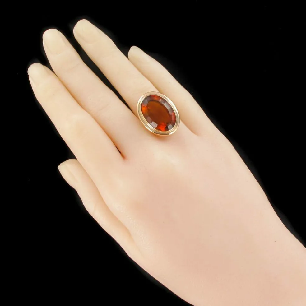 Bague citrine or jaune vintage