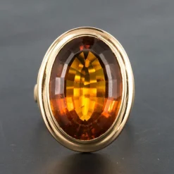 Bague citrine or jaune vintage