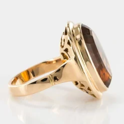 Bague citrine or jaune vintage