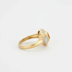 BAGUE CITRINE PAVAGE DIAMANTS OR JAUNE