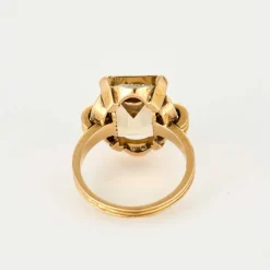 Bague citrine platine et or jaune, diamants