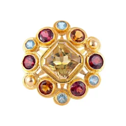 Bague Citrine Topazes Grenats
