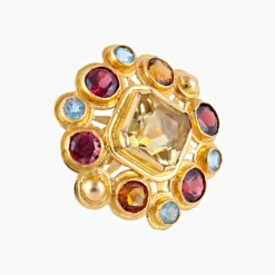 Bague Citrine Topazes Grenats