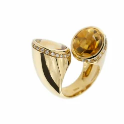 Bague citrines et diamants