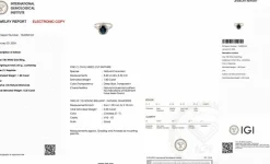 Bague classique en or blanc diamants et saphir certificat IGI