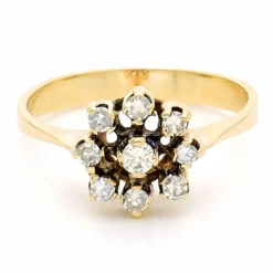 Bague Cluster en or jaune 18 carats avec diamants