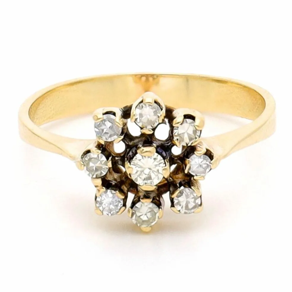 Bague Cluster en or jaune 18 carats avec diamants