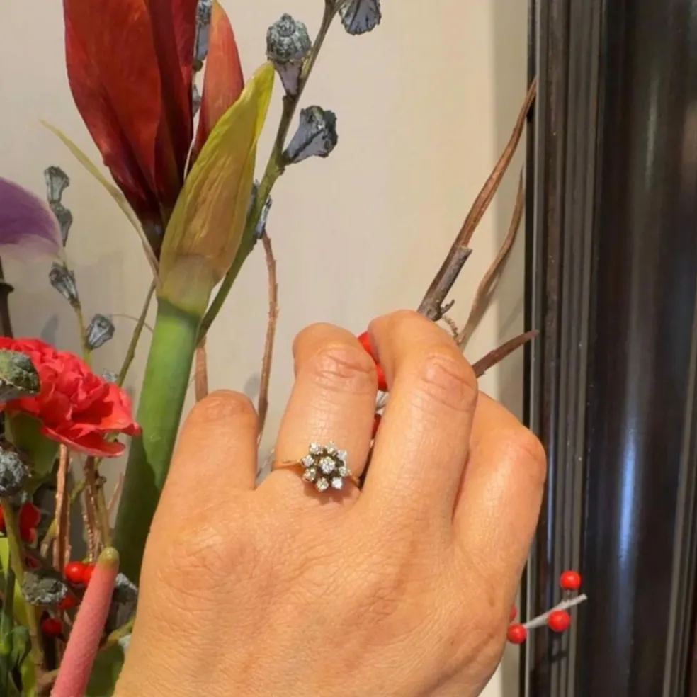Bague Cluster en or jaune 18 carats avec diamants