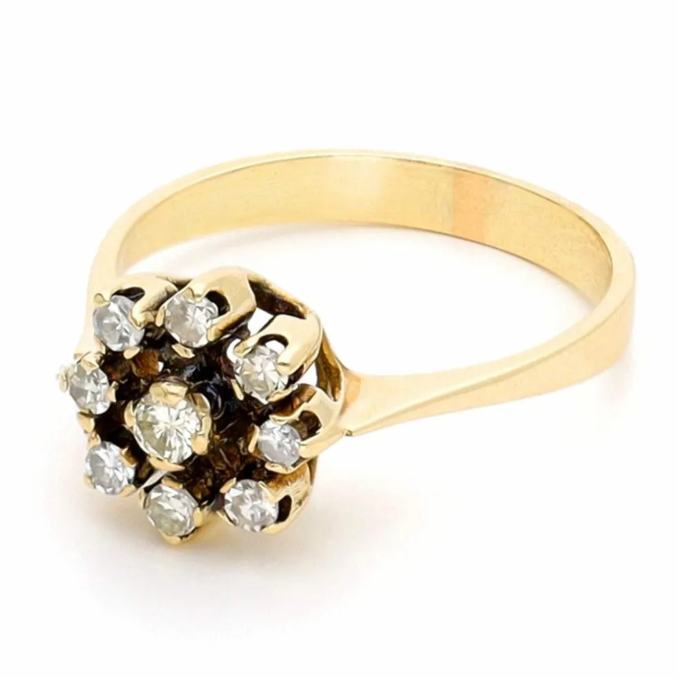 Bague Cluster en or jaune 18 carats avec diamants