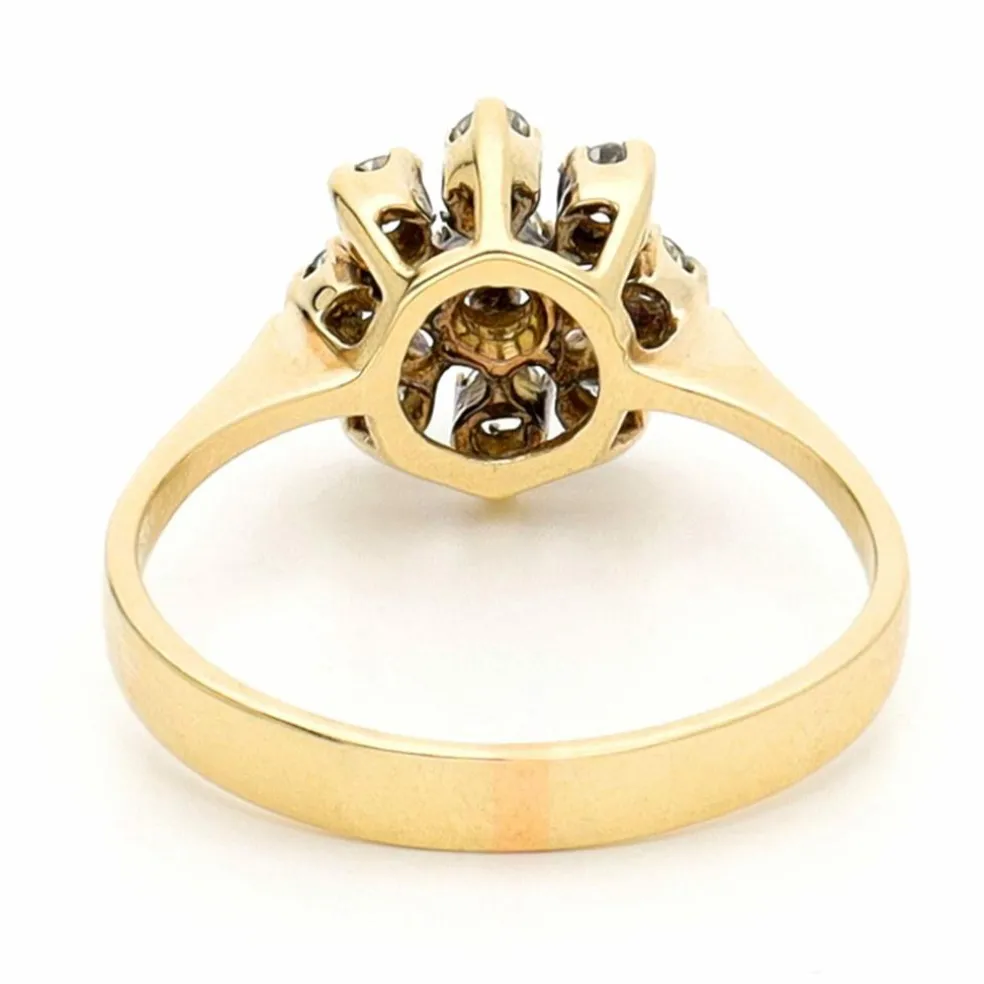 Bague Cluster en or jaune 18 carats avec diamants
