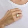 Bague Cocktail 2 ors, saphir, diamants