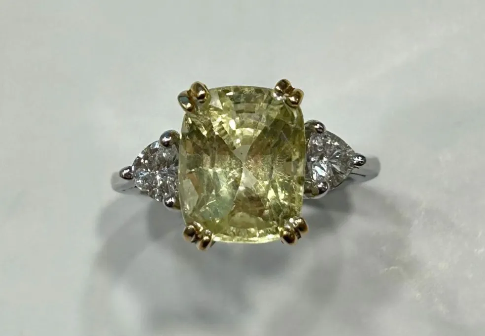 Bague Cocktail 2 ors, saphir, diamants