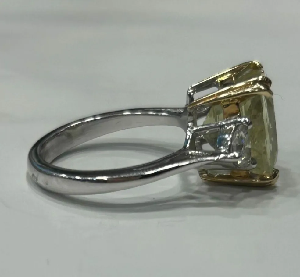 Bague Cocktail 2 ors, saphir, diamants