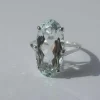 Bague cocktail aigue-marine or blanc
