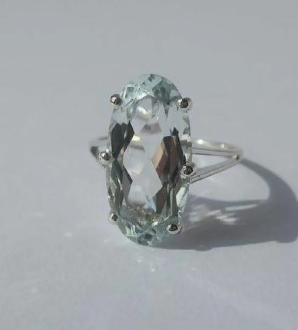 Bague cocktail aigue-marine or blanc