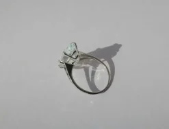 Bague cocktail aigue-marine or blanc