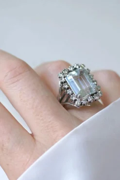 Bague Cocktail Aigue-Marine et Diamants