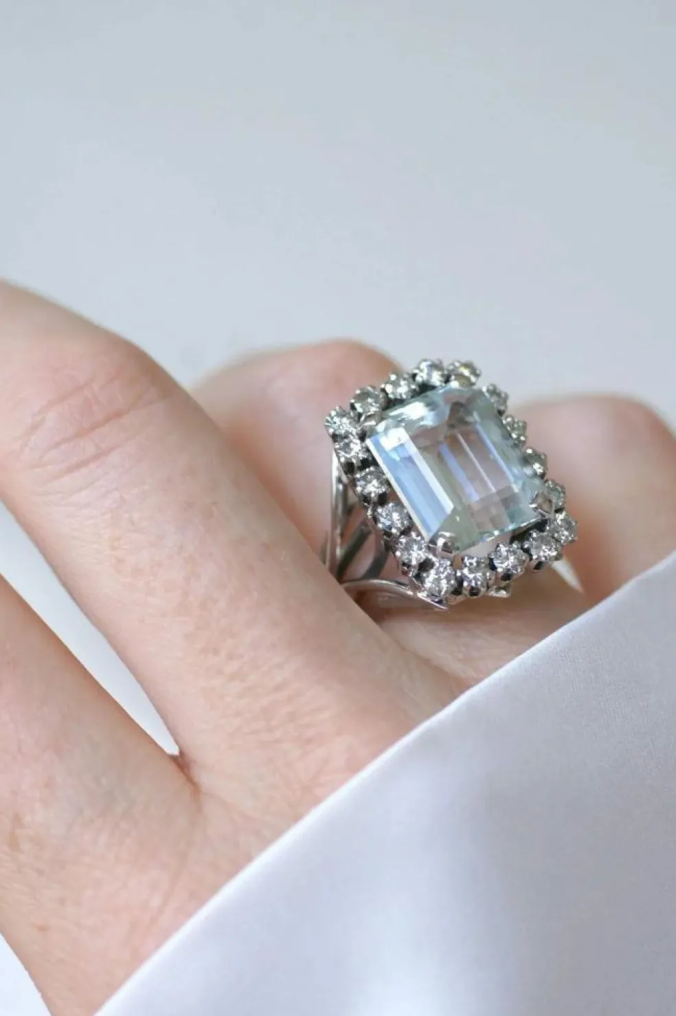 Bague Cocktail Aigue-Marine et Diamants