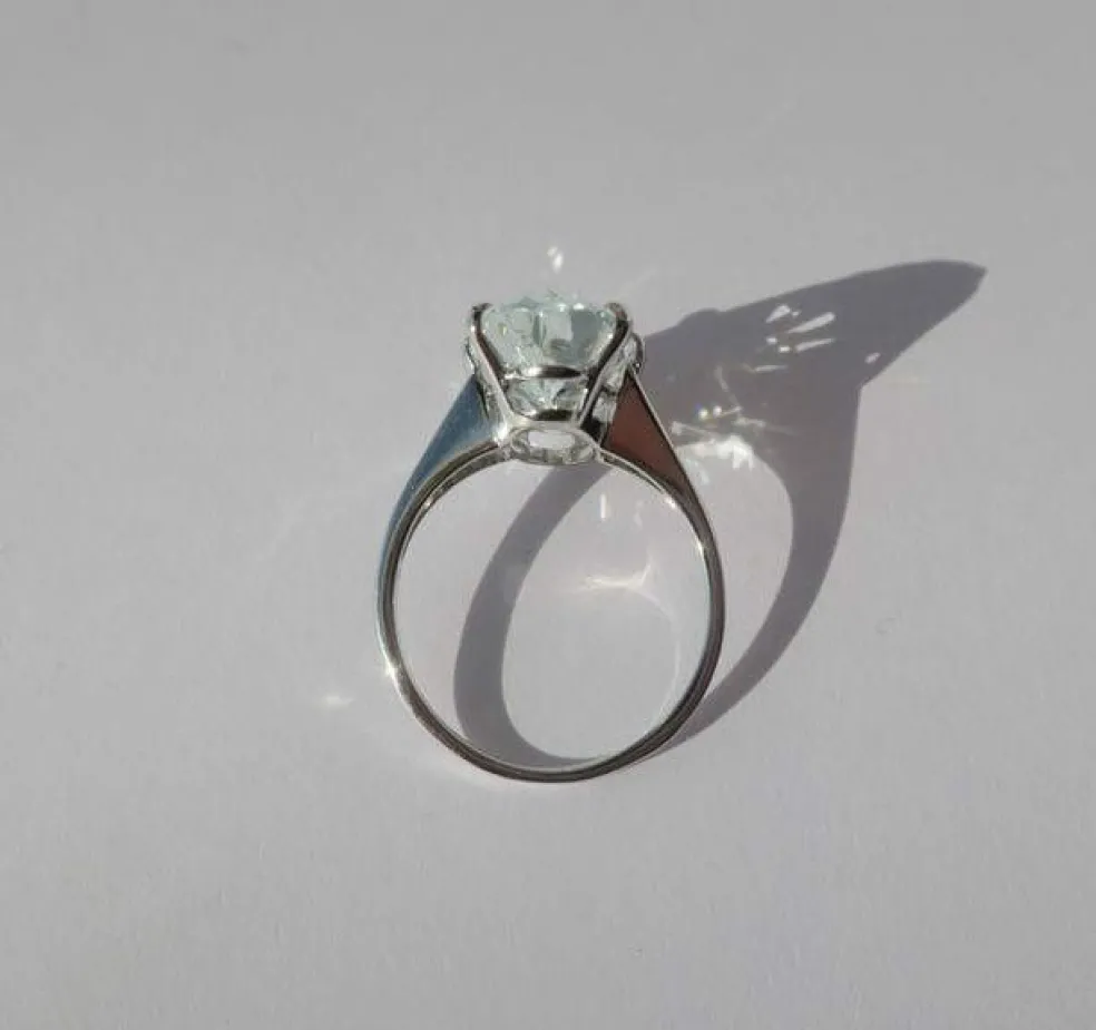 Bague cocktail aigue-marine or blanc