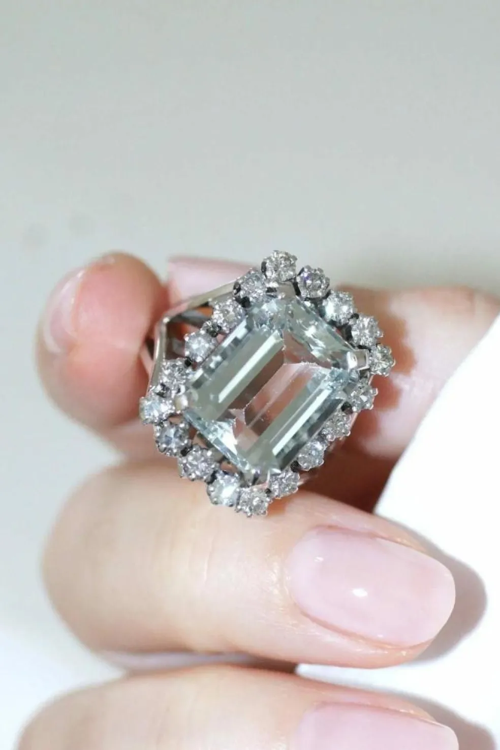 Bague Cocktail Aigue-Marine et Diamants