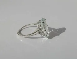 Bague cocktail aigue-marine or blanc