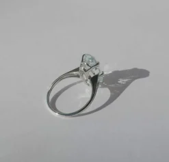 Bague cocktail aigue-marine or blanc