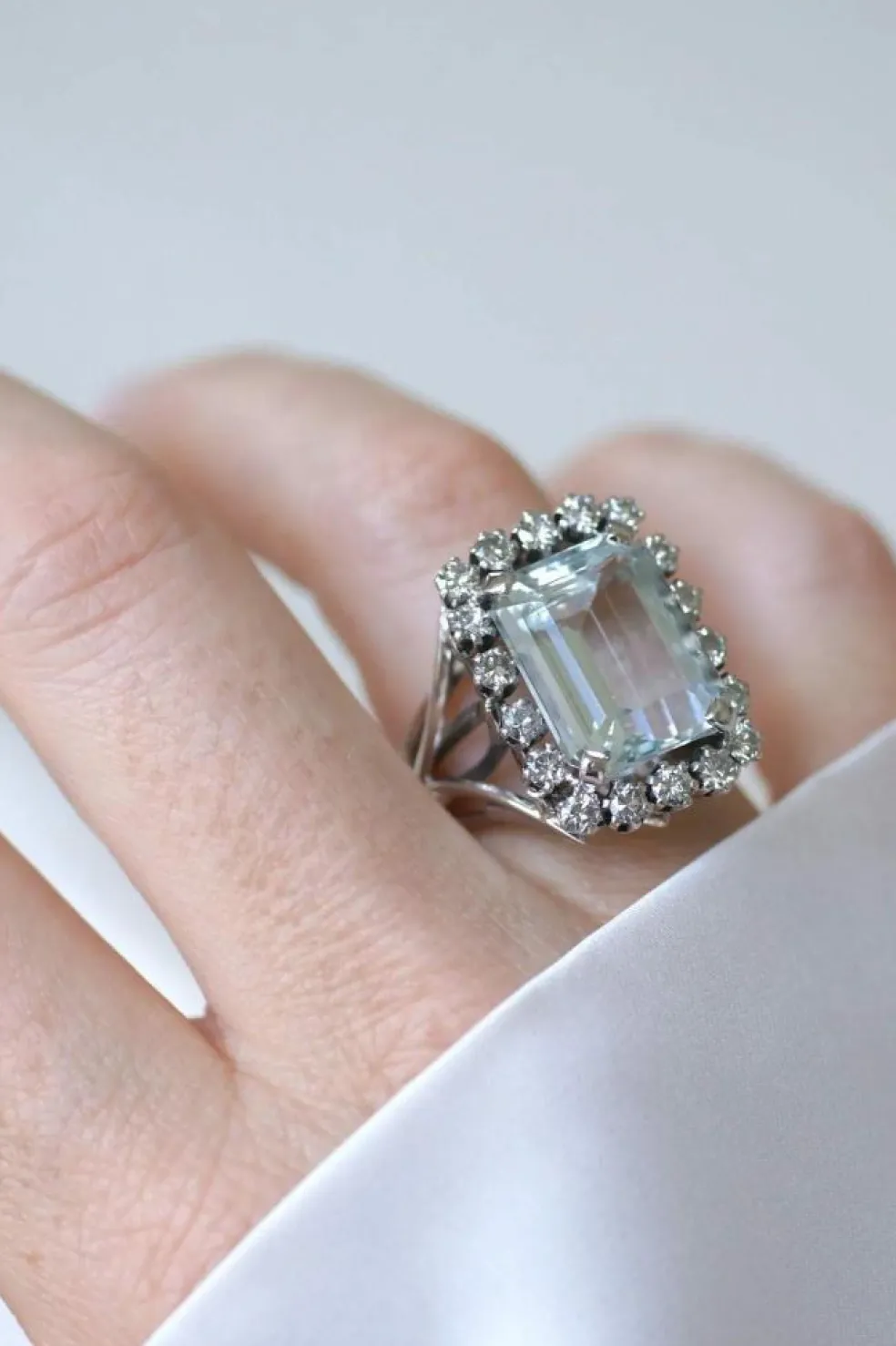 Bague Cocktail Aigue-Marine et Diamants