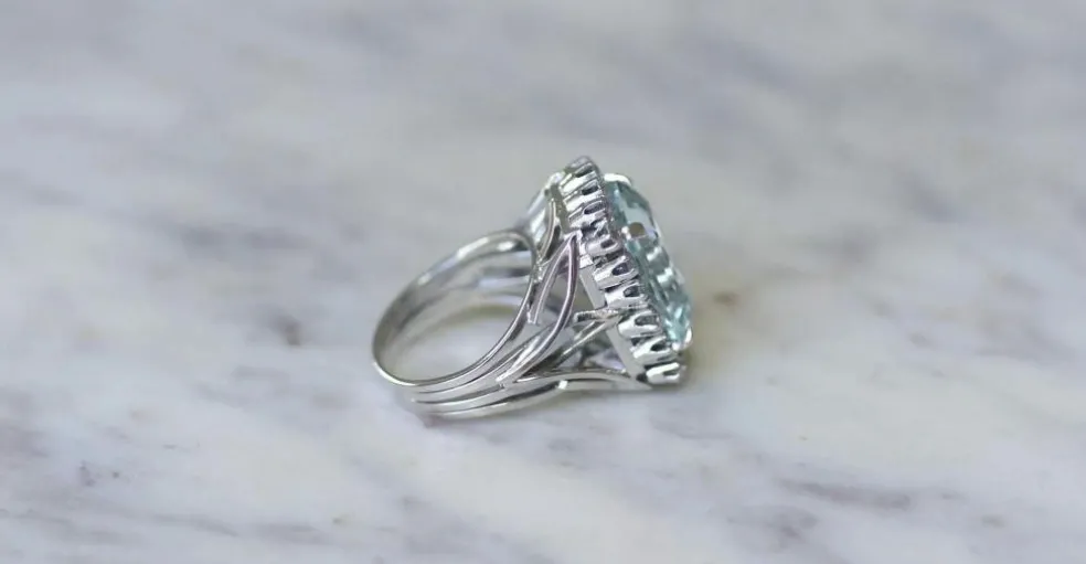 Bague Cocktail Aigue-Marine et Diamants