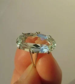 Bague cocktail aigue-marine or blanc