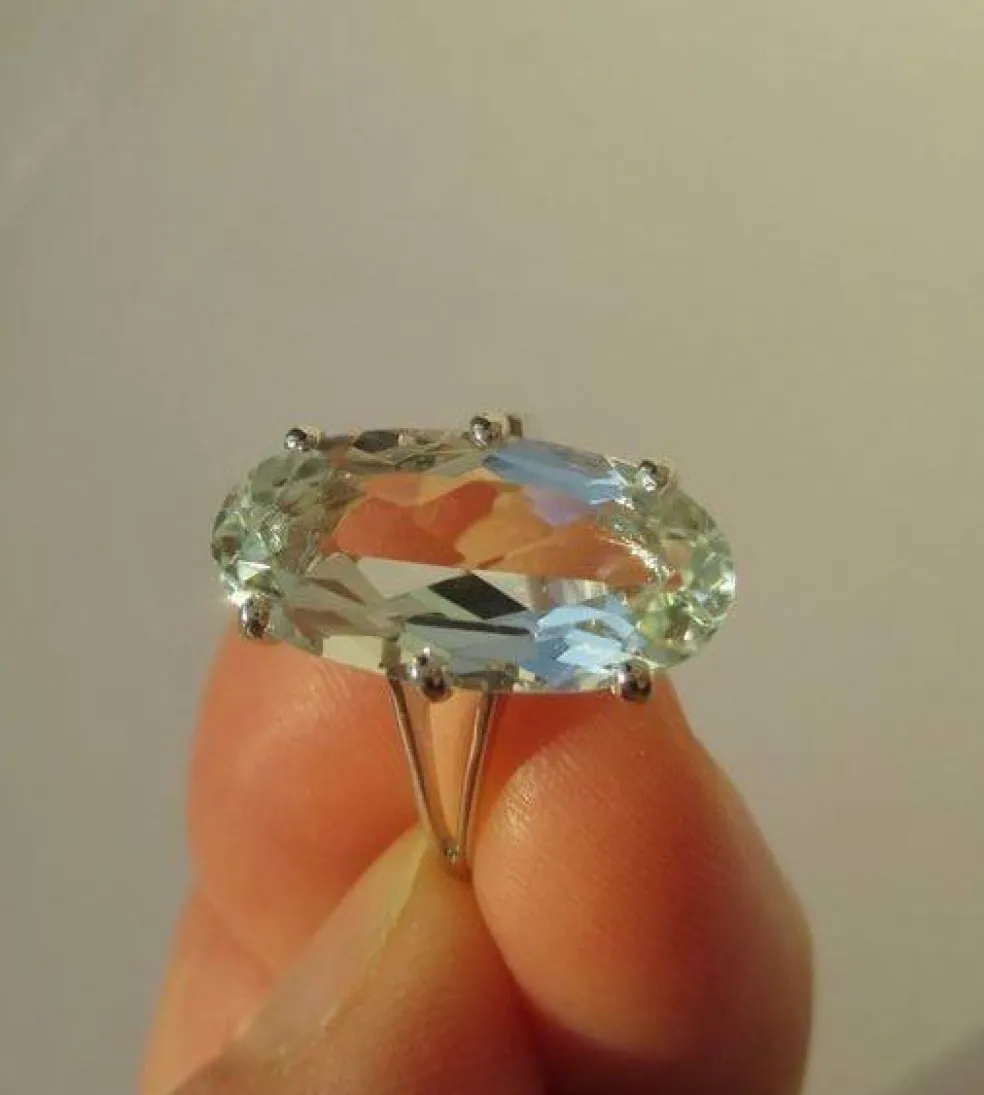 Bague cocktail aigue-marine or blanc