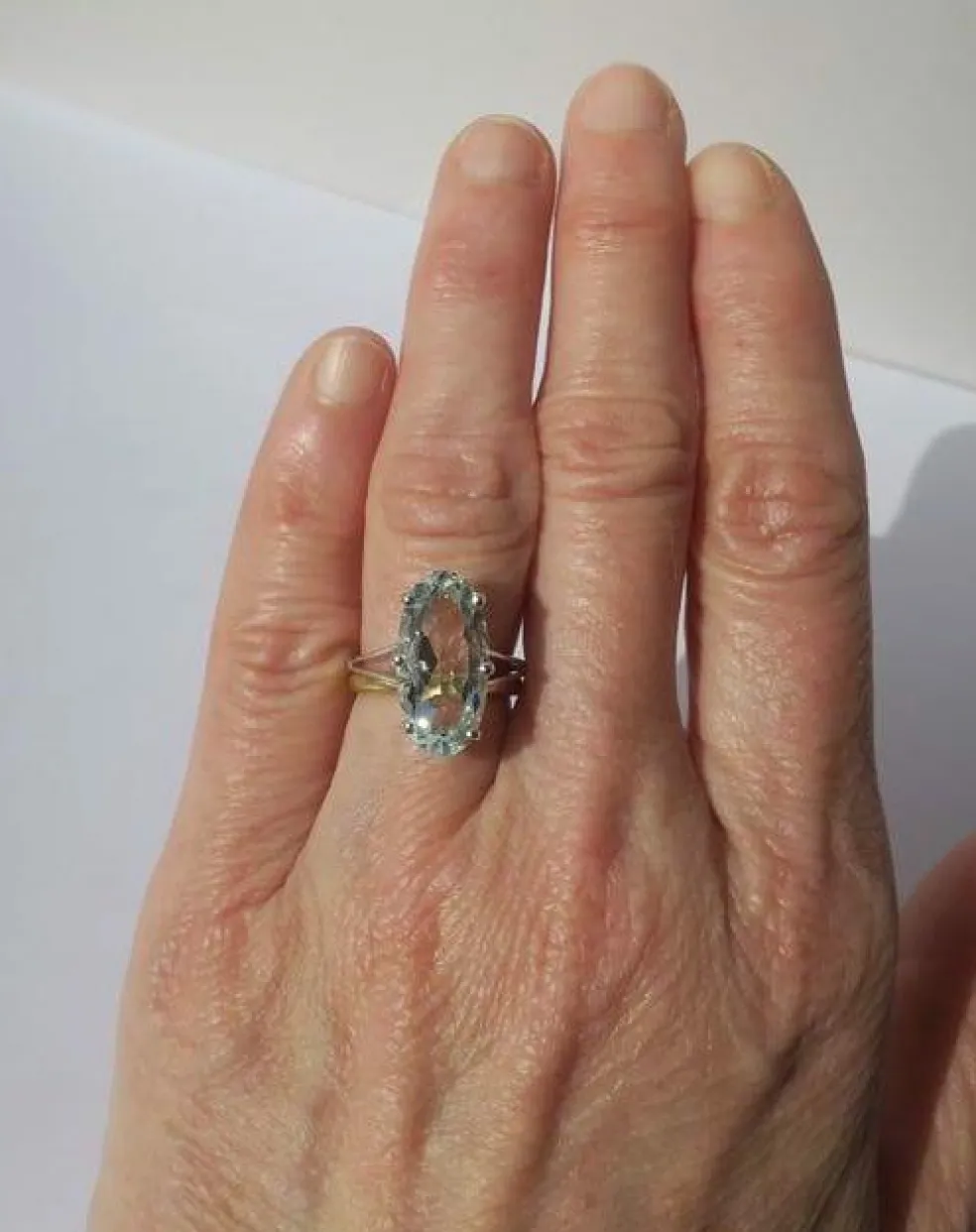 Bague cocktail aigue-marine or blanc