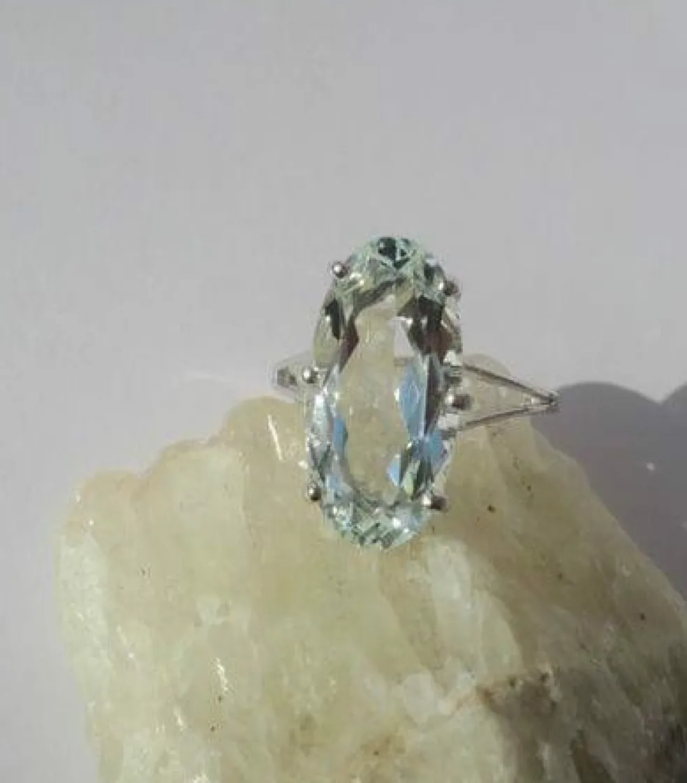Bague cocktail aigue-marine or blanc