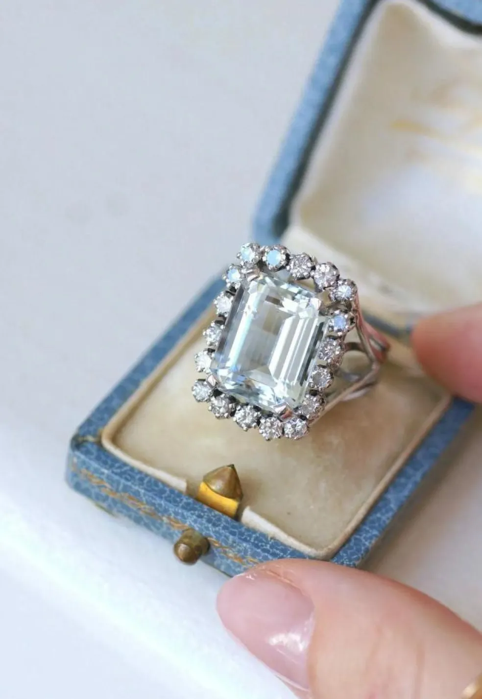 Bague Cocktail Aigue-Marine et Diamants