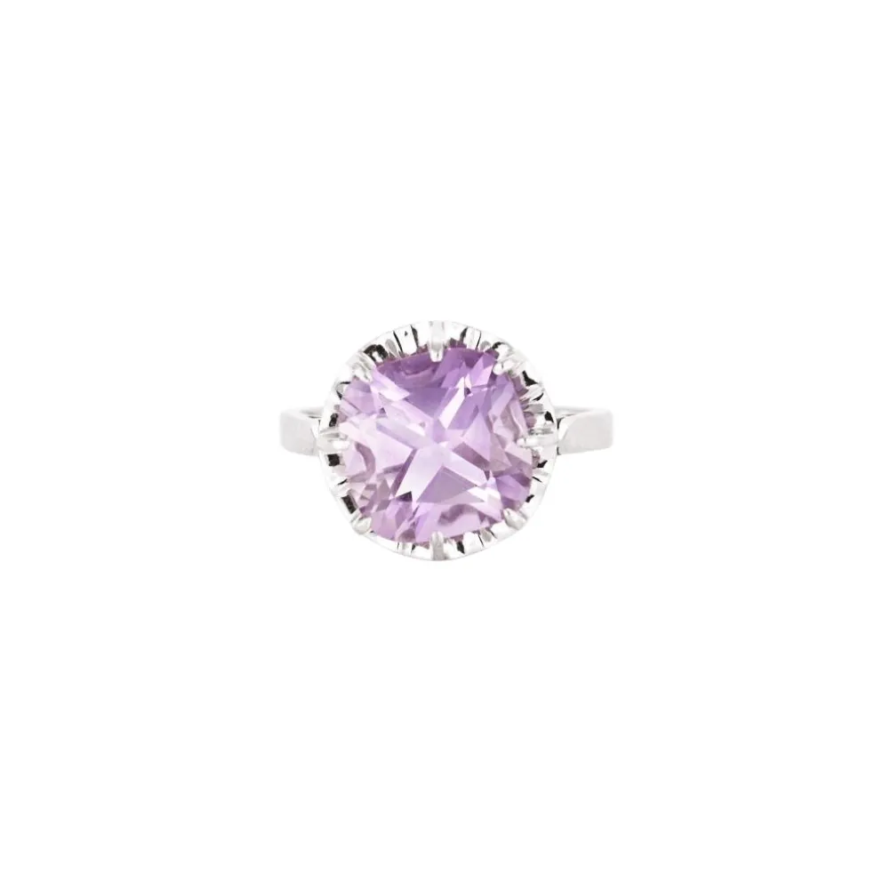 Bague cocktail améthyste en or blanc