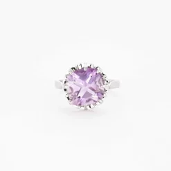 Bague cocktail améthyste en or blanc