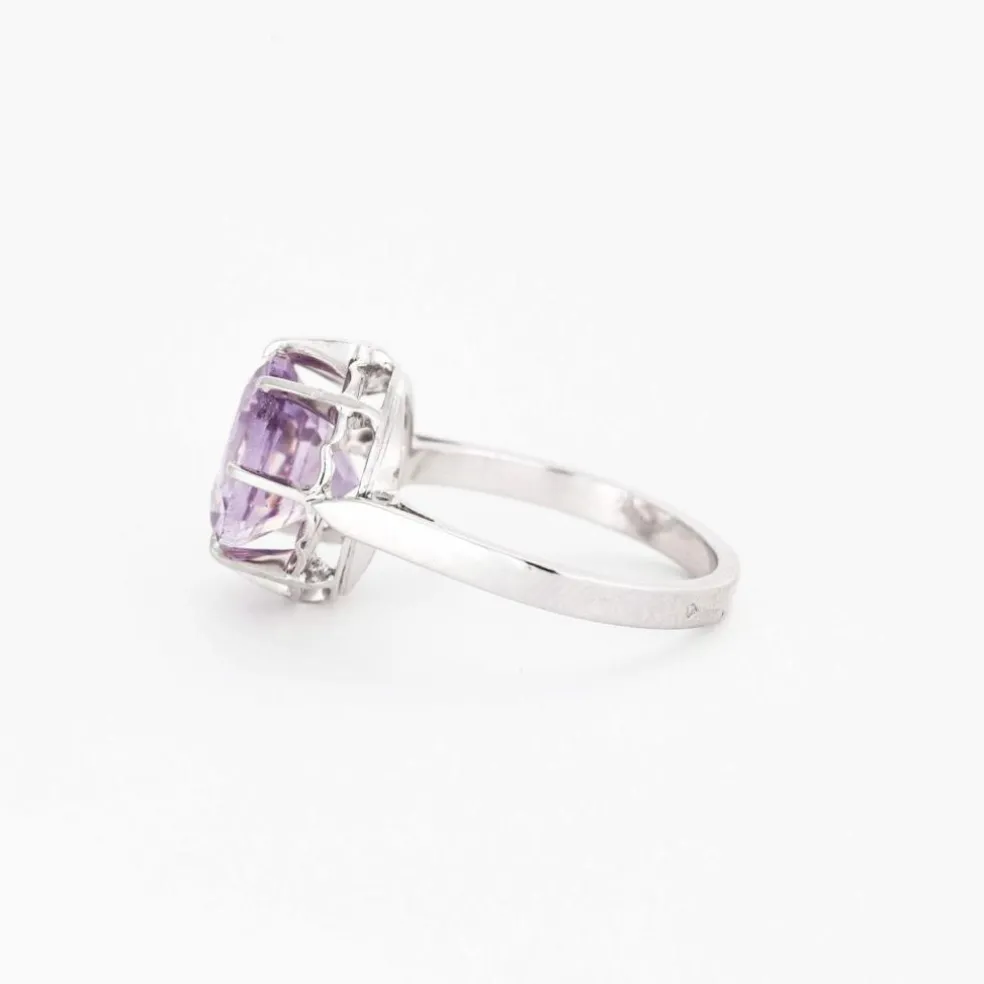 Bague cocktail améthyste en or blanc