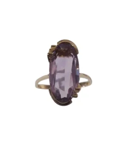 Bague cocktail améthyste rose de France ovale