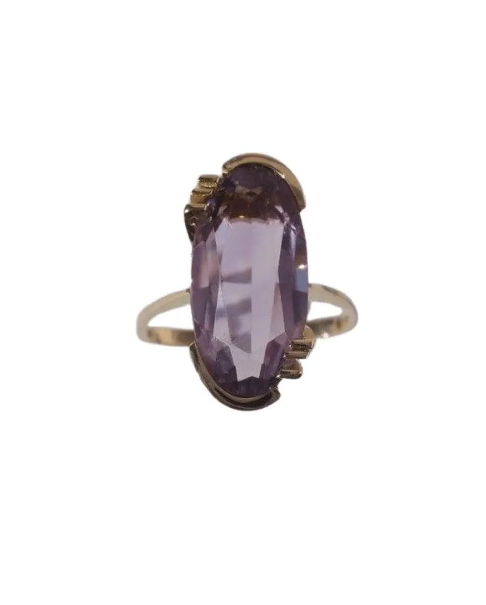 Bague cocktail améthyste rose de France ovale