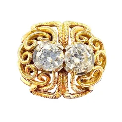 Bague Cocktail Années 50 Or Jaune Diamants