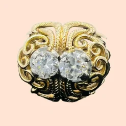 Bague Cocktail Années 50 Or Jaune Diamants