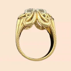Bague Cocktail Années 50 Or Jaune Diamants