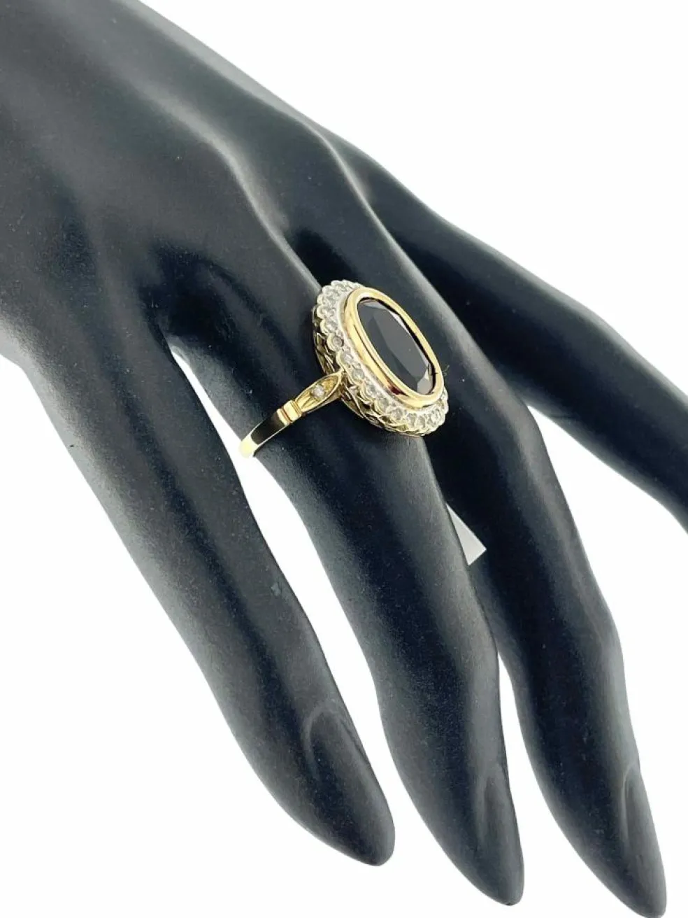 Bague cocktail Art déco 2 ors saphir 6,30 carats et diamants certificat IGI