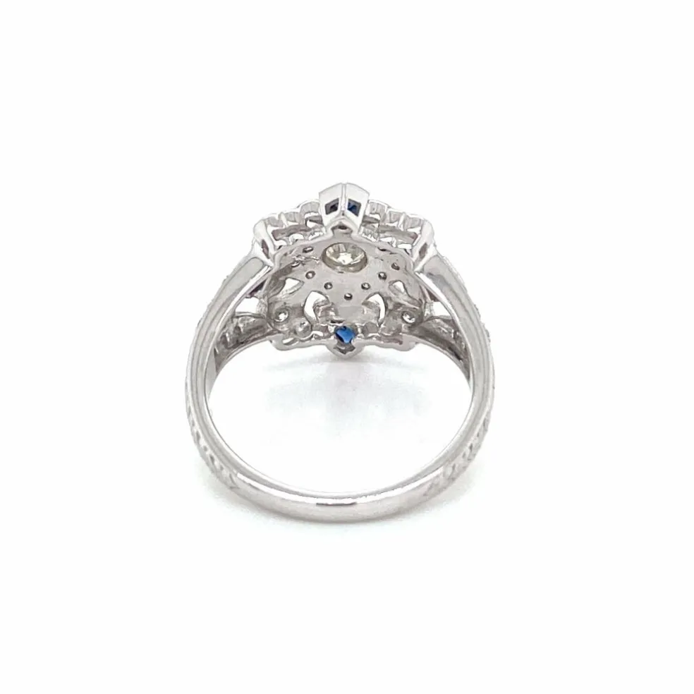 Bague cocktail Art Déco Diamant Saphir