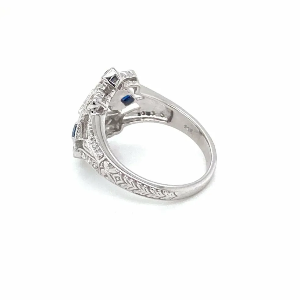 Bague cocktail Art Déco Diamant Saphir