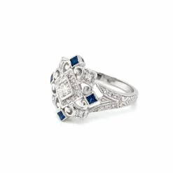 Bague cocktail Art Déco Diamant Saphir