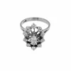 Bague cocktail art déco en or blanc certifiée HRD avec diamants